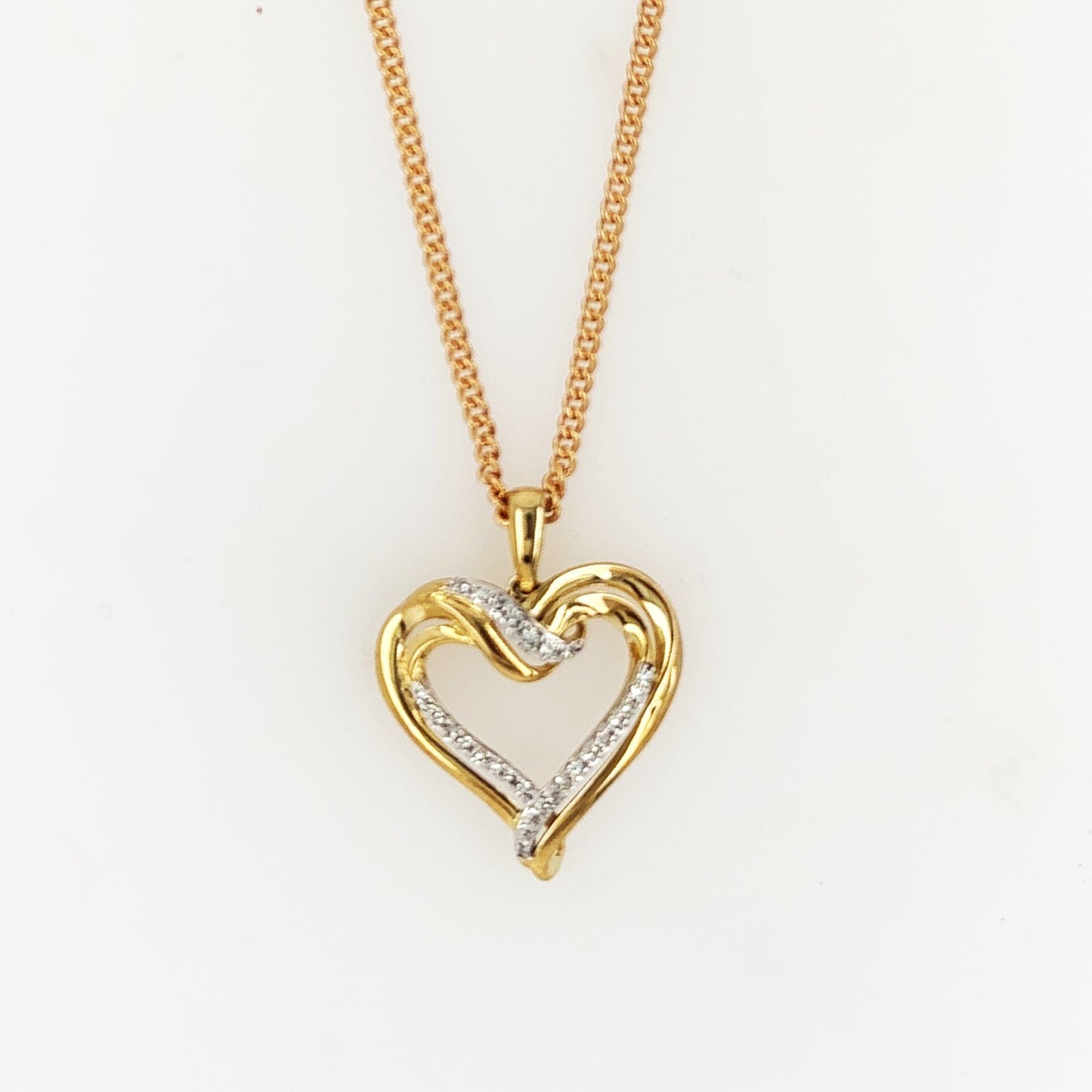 9ct Yellow Gold Diamond set Heart Pendant