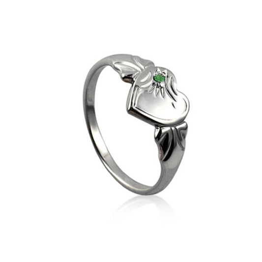 Sterling Silver Green Cubic Zirconia Signet Ring