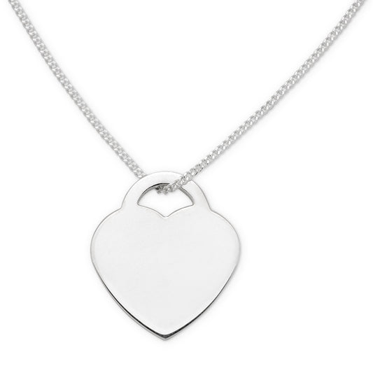 Sterling Silver Plain Engravable Heart Pendant