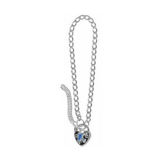 Sterling Silver Childs Blue Bird Padlock Bracelet