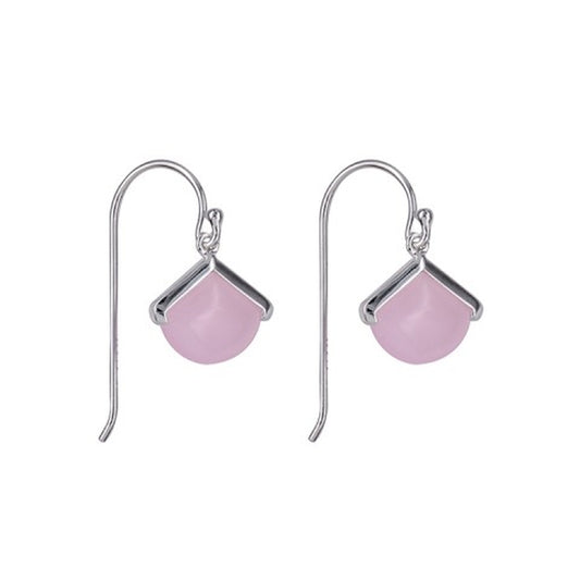 Sterling Silver Created Rose Quartz Earrings