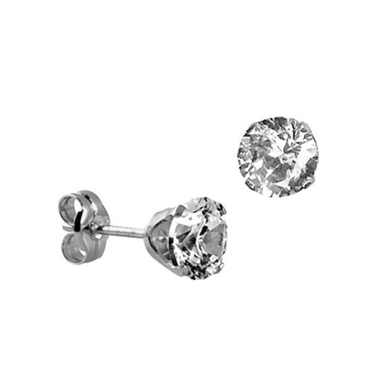 Sterling Silver Cubic Zirconia Medium Stud Earrings