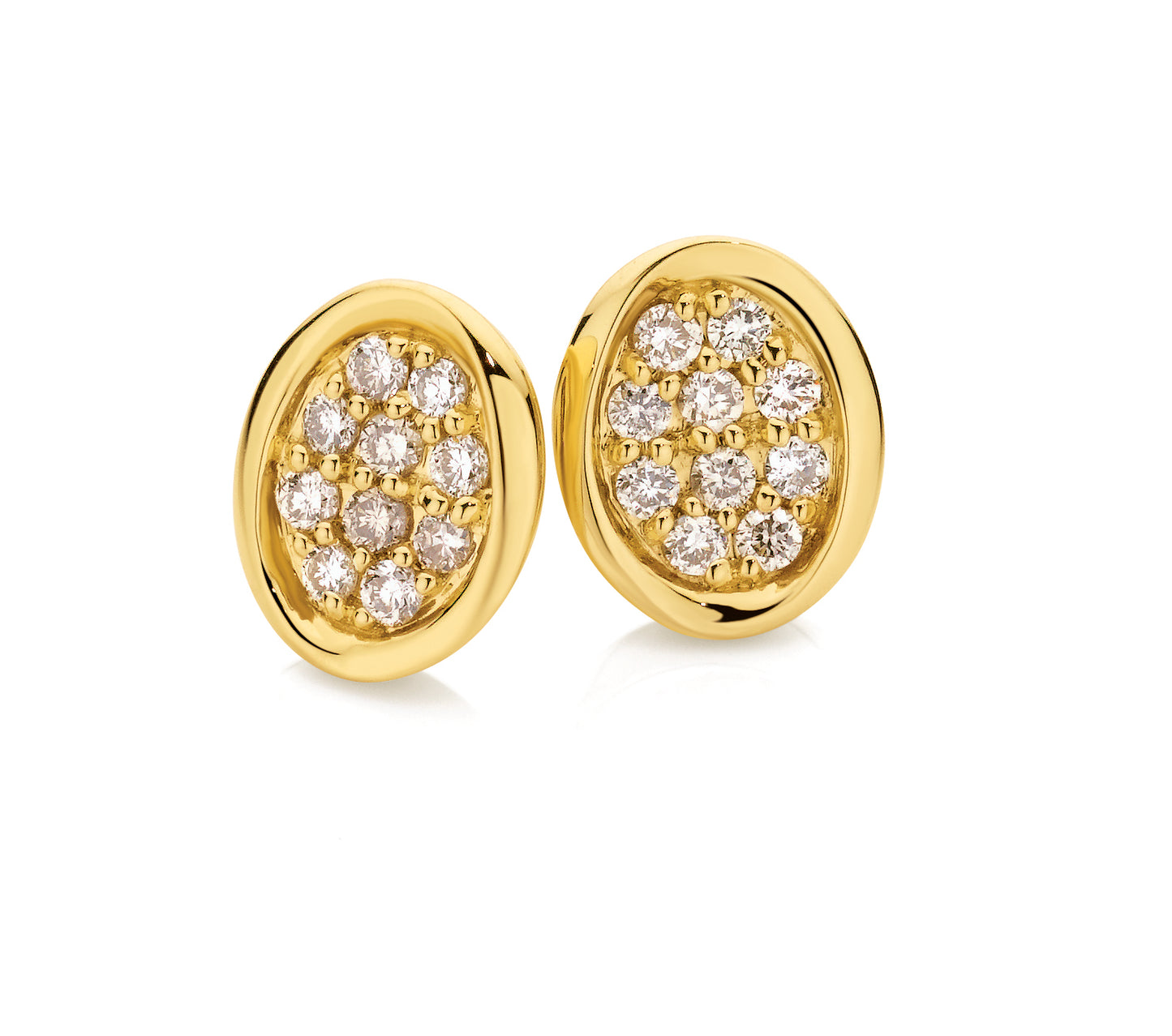 Dreamtime 9ct YG Diamond Oval Stud Earrings TDW 0.33ct