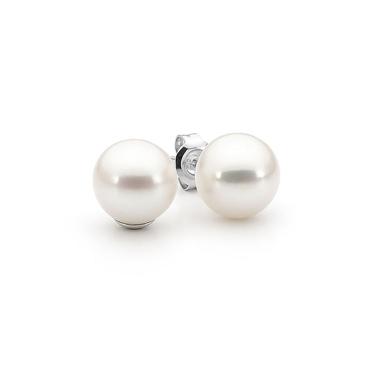 Sterling Silver White Freshwater Pearl Stud Earrings