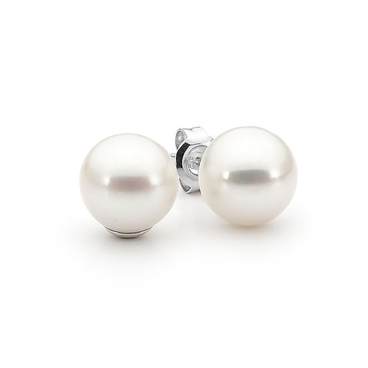 Sterling Silver White Freshwater Pearl Stud Earrings