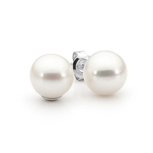 Sterling Silver White Freshwater Pearl Stud Earrings