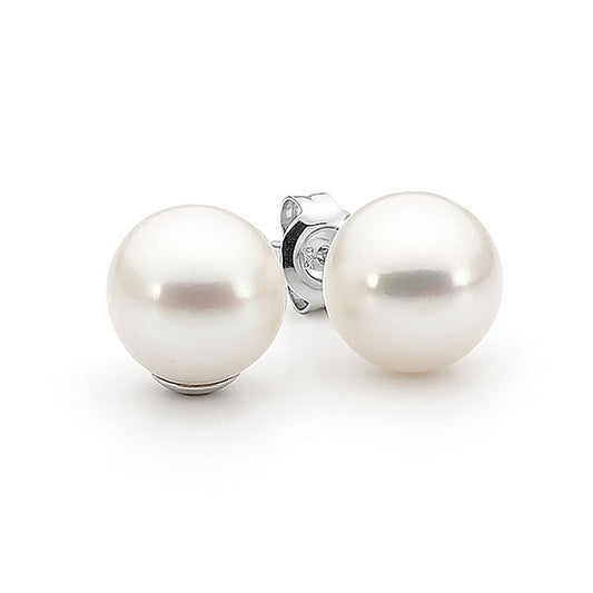 Sterling Silver White Freshwater Pearl Stud Earrings