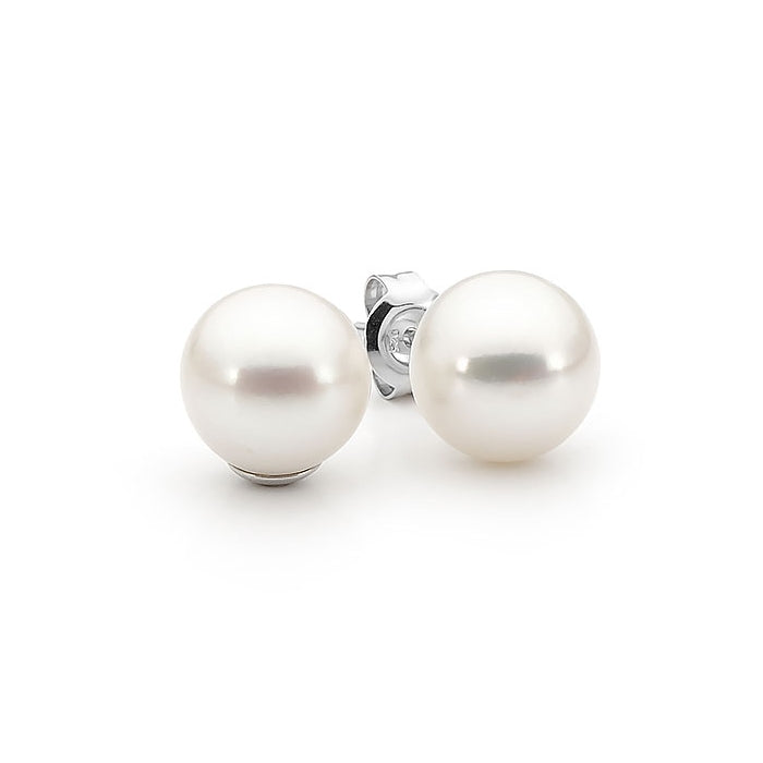 Sterling Silver White Freshwater Pearl Stud Earrings