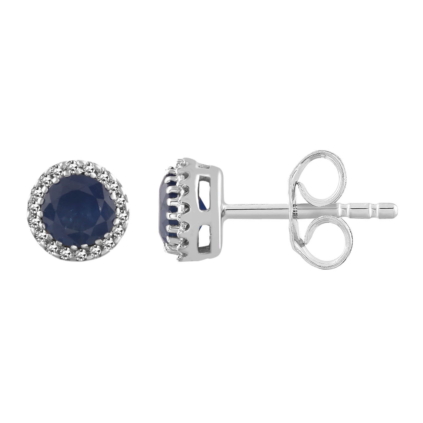 9ct White Gold Sapphire and Diamond Stud Earrings