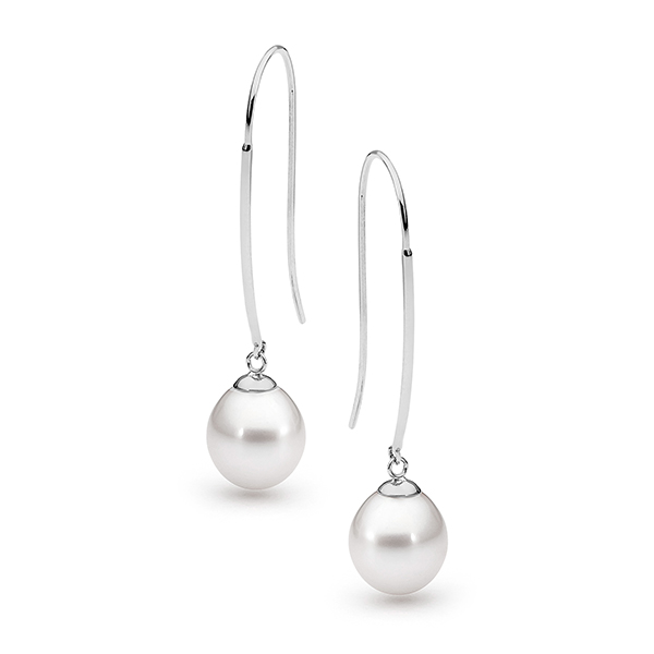 Sterling Silver Freshwater Pearl Long Drop Earrings