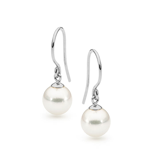 Sterling Silver Round Freshwater Pearl Earrings