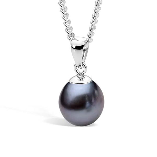 Sterling Silver Dyed Black Freshwater Pearl Pendant