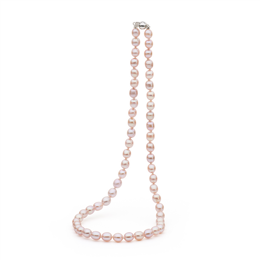 Sterling Silver Pink Oval Freshwater Pearl Strand