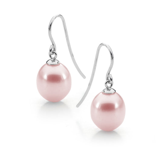 Sterling Silver Drop Pink Freshwater Pearl Earrings