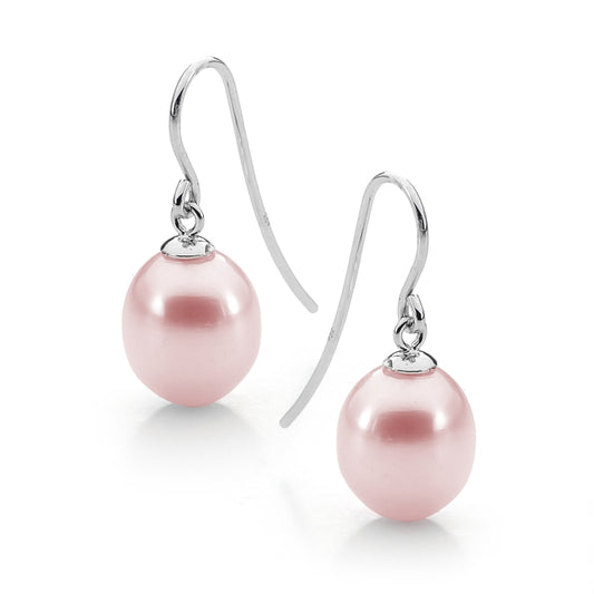 Sterling Silver Drop Pink Freshwater Pearl Earrings