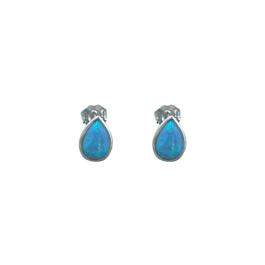 Von Treskow Pear Shaped Blue Czelline Opal Studs